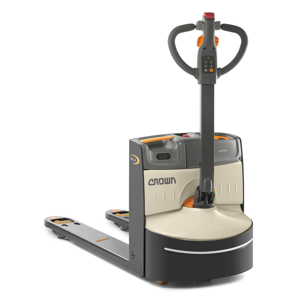 Crown WJ 50 Series compact electric pallet truck, Load Capacity 1,500 kg, Fork L 1,150 mm x W 540 mm, Battery 48 V/ 19.6 Ah, 10 A charger on board, Single Polyurethane Load Wheels